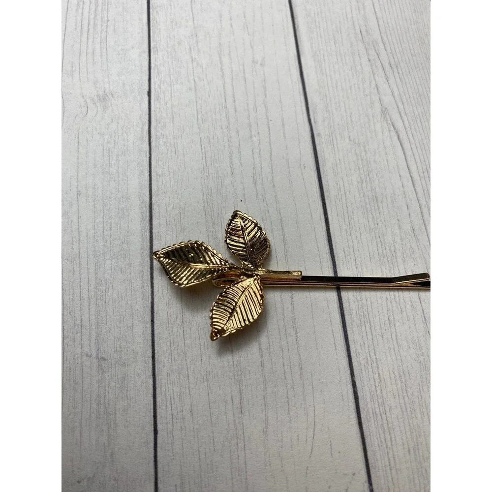 Gold Tone Leaf Hair Pin Bobby Pin Decorative Hair Accessory